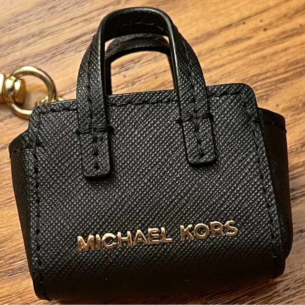 Michael Kors Black Textured Keychain Bag